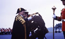 View: ct08681 Weeton Camp, Tercentenary Parade - Border Regiment, Kings Own Royal Border Regiment, 11.07.1980, Mayor of Carlisle presents colour belt - Mayor